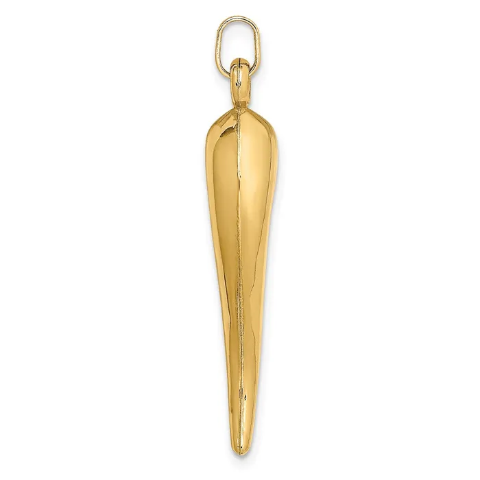 14k Yellow Gold Hollow 3D Italian Horn Charm TreasureFineJewelers Charm Necklaces