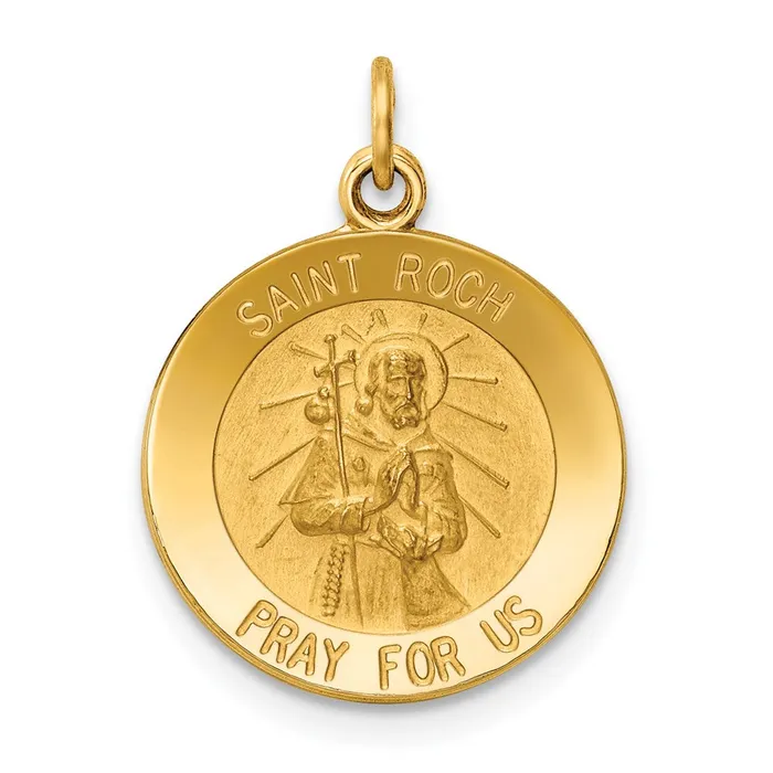 14k Yellow Gold Saint Roch Medal Charm TreasureFineJewelers Charm Necklaces 14k Yellow Gold Saint Roch Medal Charm TreasureFineJewelers Charm Necklaces