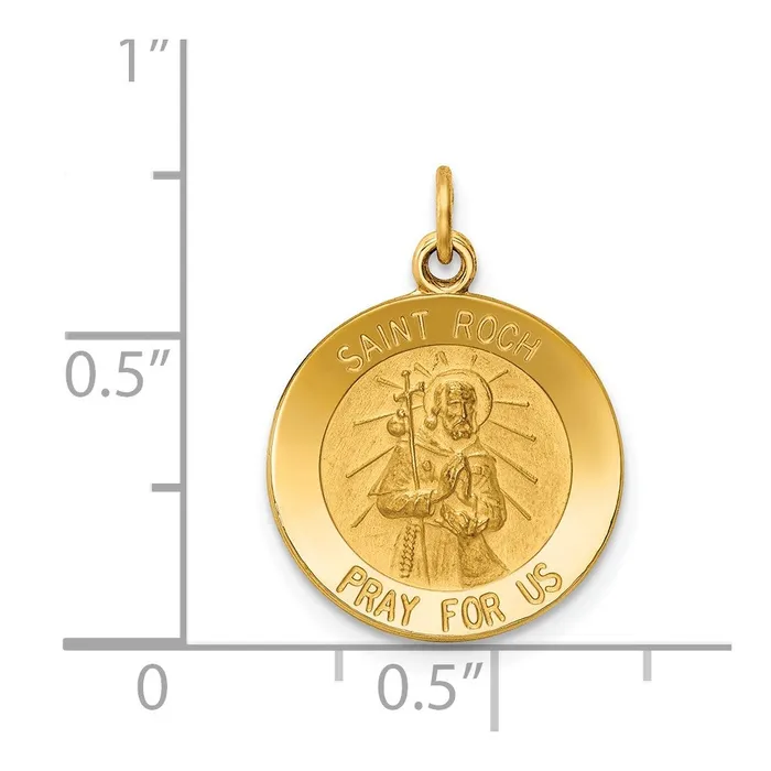 14k Yellow Gold Saint Roch Medal Charm TreasureFineJewelers Charm Necklaces