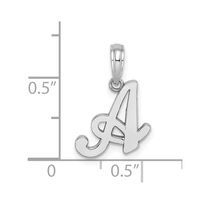 Charm Necklaces 10K White Gold Polished A Script Initial Charm TreasureFineJewelers