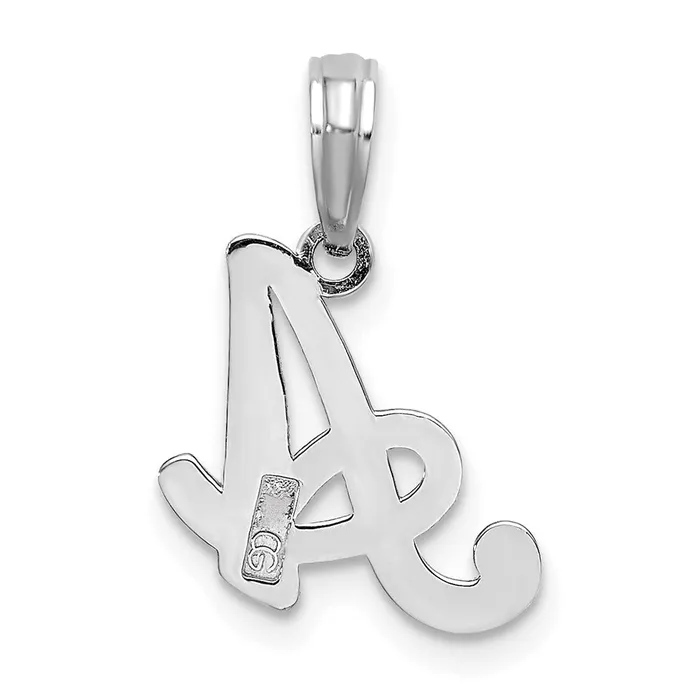 Charm Necklaces 10K White Gold Polished A Script Initial Charm TreasureFineJewelers