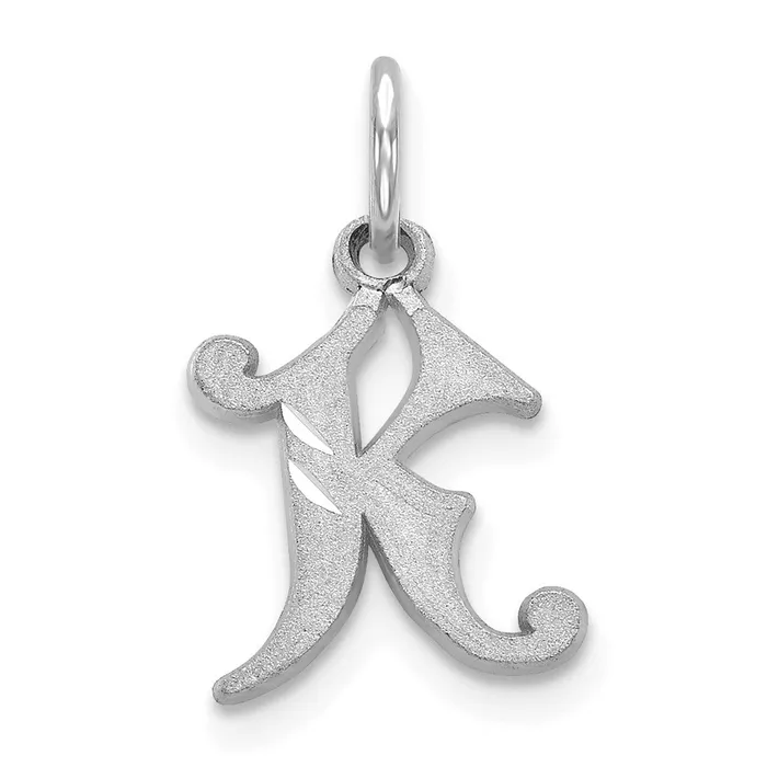 Charm Necklaces 14k White Gold Diamondcut Letter K Initial Charm TreasureFineJewelers Charm Necklaces 14k White Gold Diamondcut Letter K Initial Charm TreasureFineJewelers