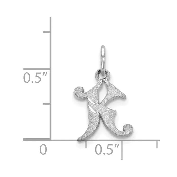 Charm Necklaces 14k White Gold Diamondcut Letter K Initial Charm TreasureFineJewelers