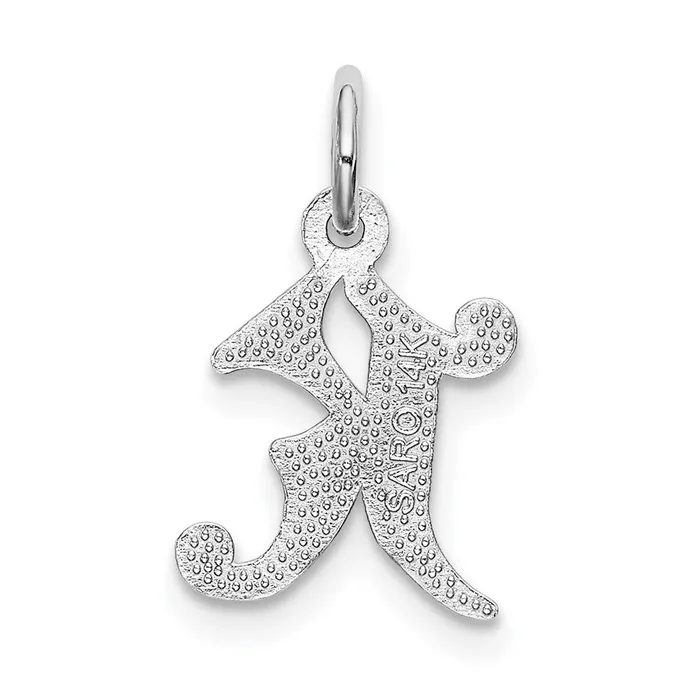 Charm Necklaces 14k White Gold Diamondcut Letter K Initial Charm TreasureFineJewelers