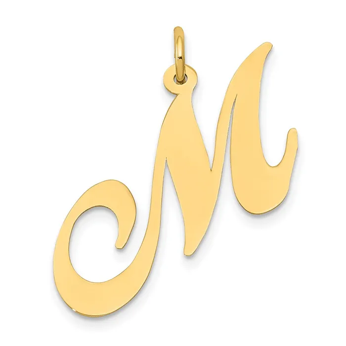 Charm Necklaces TreasureFineJewelers 10k Yellow Gold Large Fancy Script Letter M Initial Charm Charm Necklaces TreasureFineJewelers 10k Yellow Gold Large Fancy Script Letter M Initial Charm