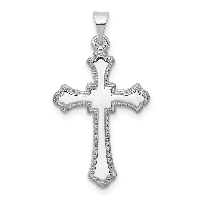 Charm Necklaces TreasureFineJewelers 14k White Gold Budded Cross Charm
