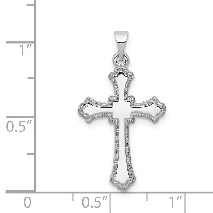 Charm Necklaces TreasureFineJewelers 14k White Gold Budded Cross Charm