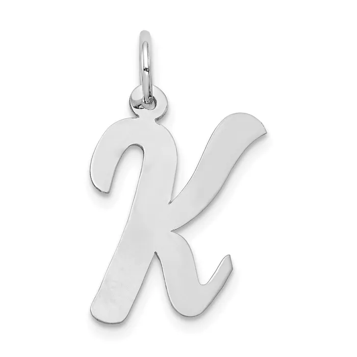 Charm Necklaces TreasureFineJewelers 14k White Gold Large Script Letter K Initial Charm Charm Necklaces TreasureFineJewelers 14k White Gold Large Script Letter K Initial Charm
