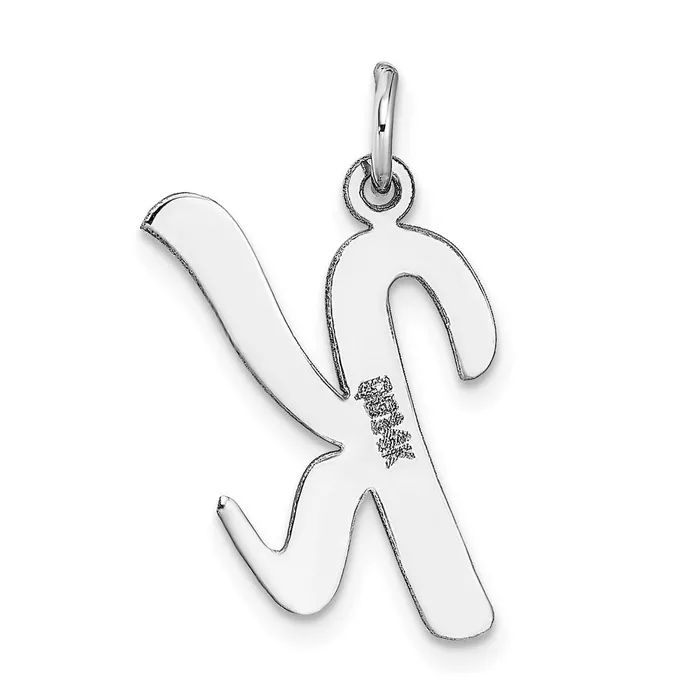 Charm Necklaces TreasureFineJewelers 14k White Gold Large Script Letter K Initial Charm