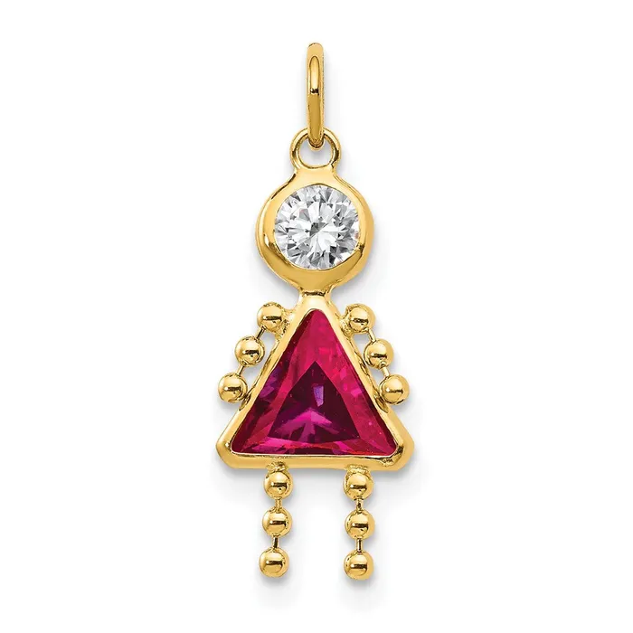 Charm Necklaces TreasureFineJewelers 14k Yellow Gold July Girl Birthstone Charm Charm Necklaces TreasureFineJewelers 14k Yellow Gold July Girl Birthstone Charm