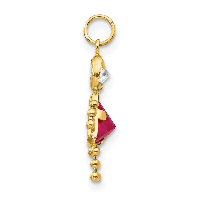 Charm Necklaces TreasureFineJewelers 14k Yellow Gold July Girl Birthstone Charm
