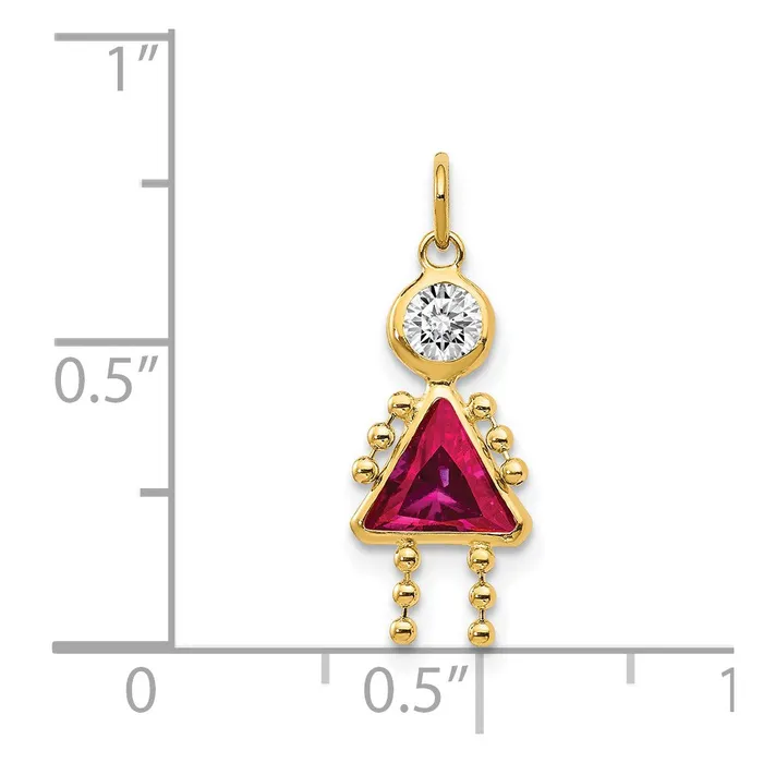 Charm Necklaces TreasureFineJewelers 14k Yellow Gold July Girl Birthstone Charm