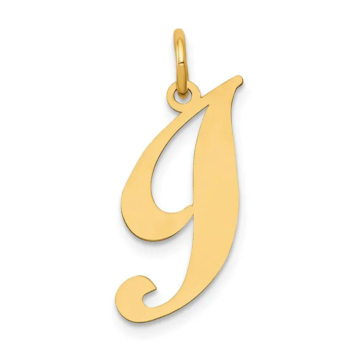 Charm Necklaces TreasureFineJewelers 14k Yellow Gold Medium Fancy Script Letter I Initial Charm Charm Necklaces TreasureFineJewelers 14k Yellow Gold Medium Fancy Script Letter I Initial Charm