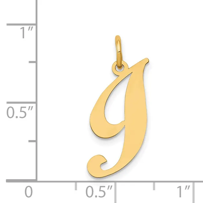Charm Necklaces TreasureFineJewelers 14k Yellow Gold Medium Fancy Script Letter I Initial Charm