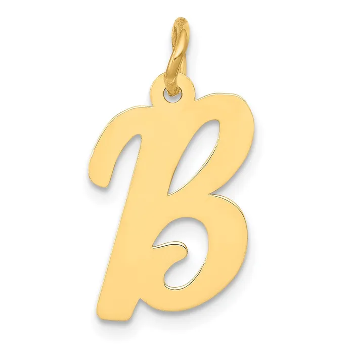 Charm Necklaces TreasureFineJewelers 14k Yellow Gold Medium Script Letter B Initial Charm Charm Necklaces TreasureFineJewelers 14k Yellow Gold Medium Script Letter B Initial Charm