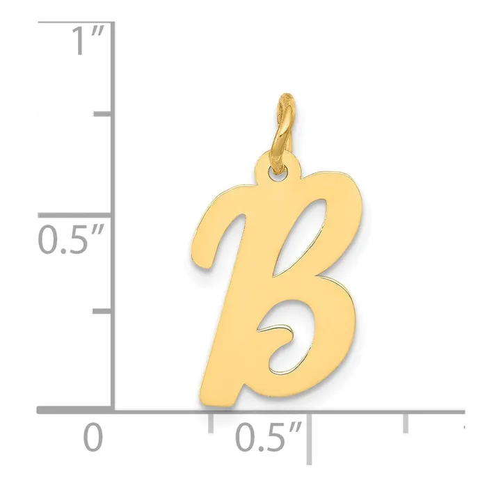 Charm Necklaces TreasureFineJewelers 14k Yellow Gold Medium Script Letter B Initial Charm