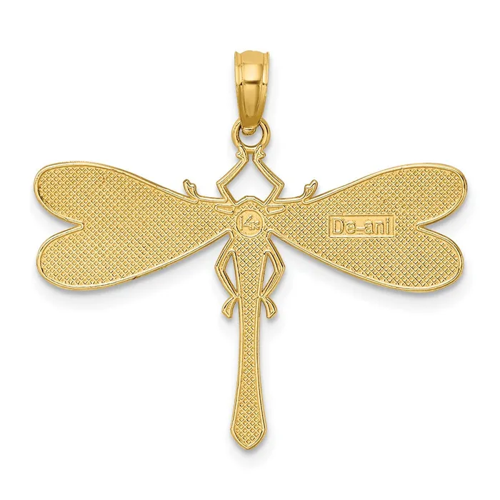 Charm Necklaces TreasureFineJewelers 14k Yellow Gold Multi Color Enamel Dragonfly Charm