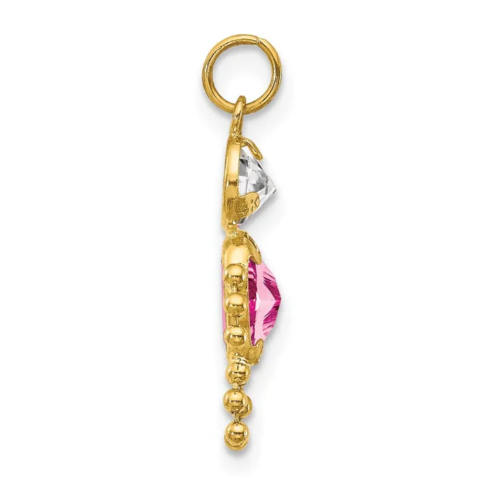 Charm Necklaces TreasureFineJewelers 14k Yellow Gold October Boy Birthstone Charm