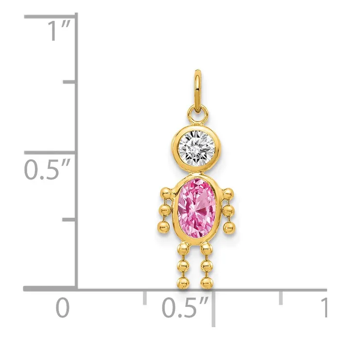 Charm Necklaces TreasureFineJewelers 14k Yellow Gold October Boy Birthstone Charm