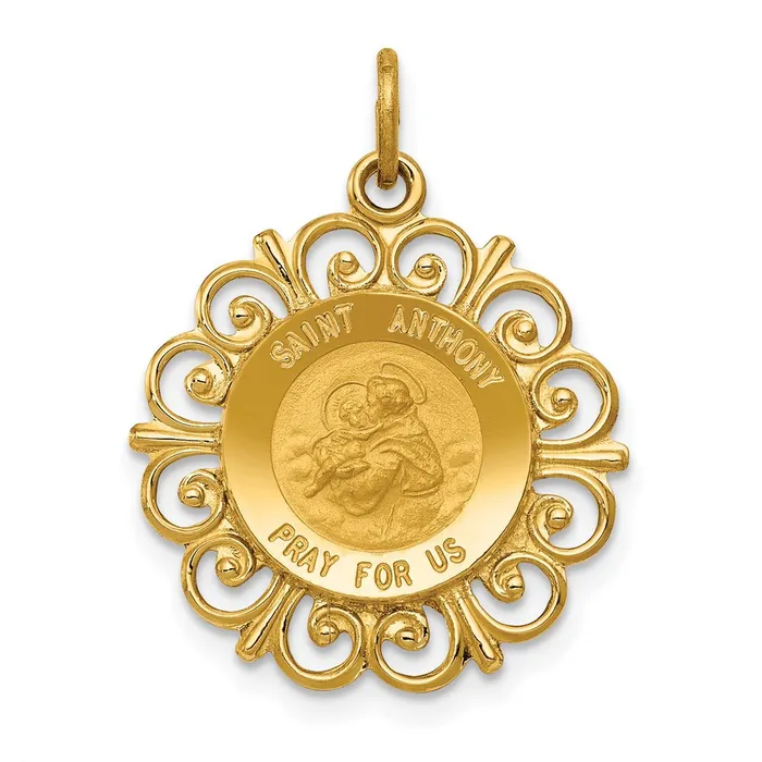 Charm Necklaces TreasureFineJewelers 14k Yellow Gold Saint Anthony Medal Charm Charm Necklaces TreasureFineJewelers 14k Yellow Gold Saint Anthony Medal Charm