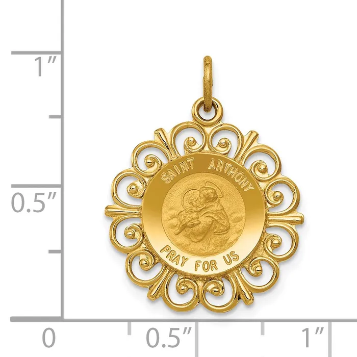 Charm Necklaces TreasureFineJewelers 14k Yellow Gold Saint Anthony Medal Charm