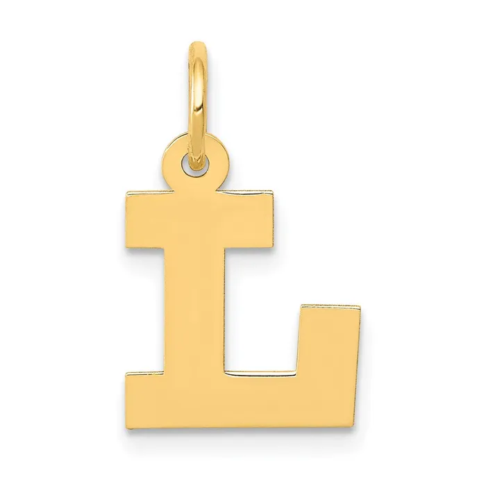 Charm Necklaces TreasureFineJewelers 14k Yellow Gold Small Block Letter L Initial Charm Charm Necklaces TreasureFineJewelers 14k Yellow Gold Small Block Letter L Initial Charm