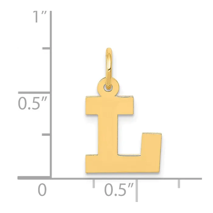 Charm Necklaces TreasureFineJewelers 14k Yellow Gold Small Block Letter L Initial Charm