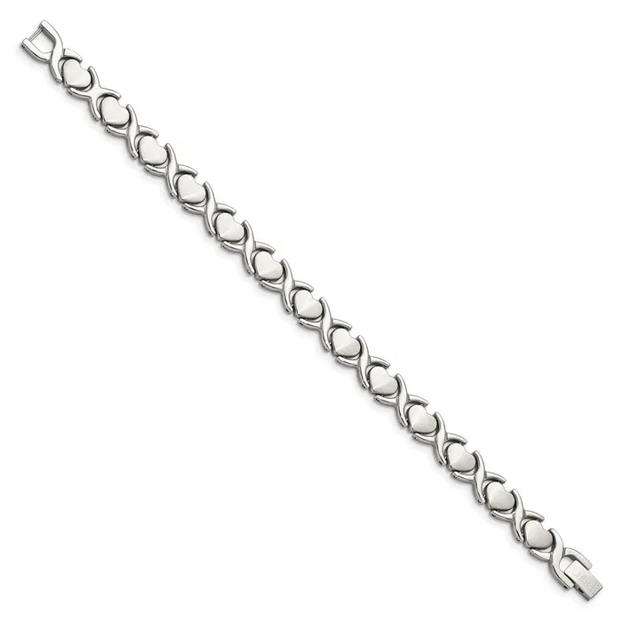 Chisel Stainless Steel Brushed and Polished 75 inch Stampato Bracelet TreasureFineJewelers Bracelets
