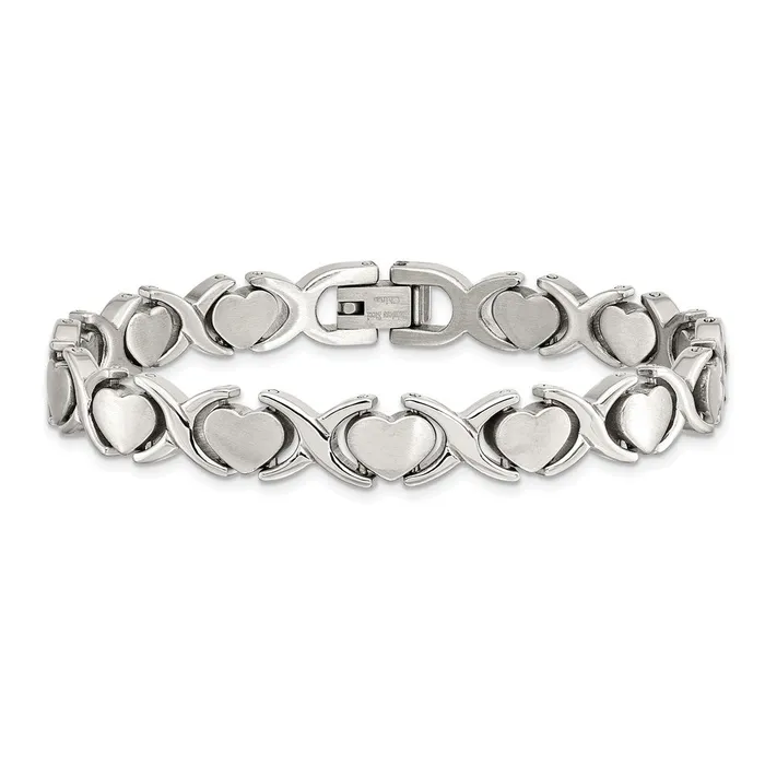 Chisel Stainless Steel Brushed and Polished 75 inch Stampato Bracelet TreasureFineJewelers Bracelets
