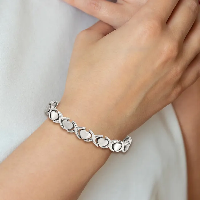 Chisel Stainless Steel Brushed and Polished 75 inch Stampato Bracelet TreasureFineJewelers Bracelets
