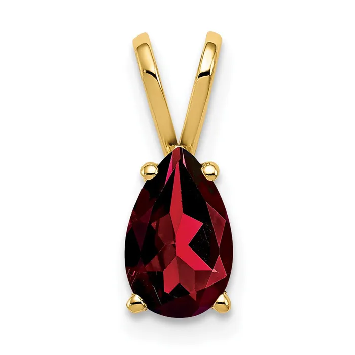 Necklaces TreasureFineJewelers 14k Yellow Gold 8x5mm Pear Garnet pendant