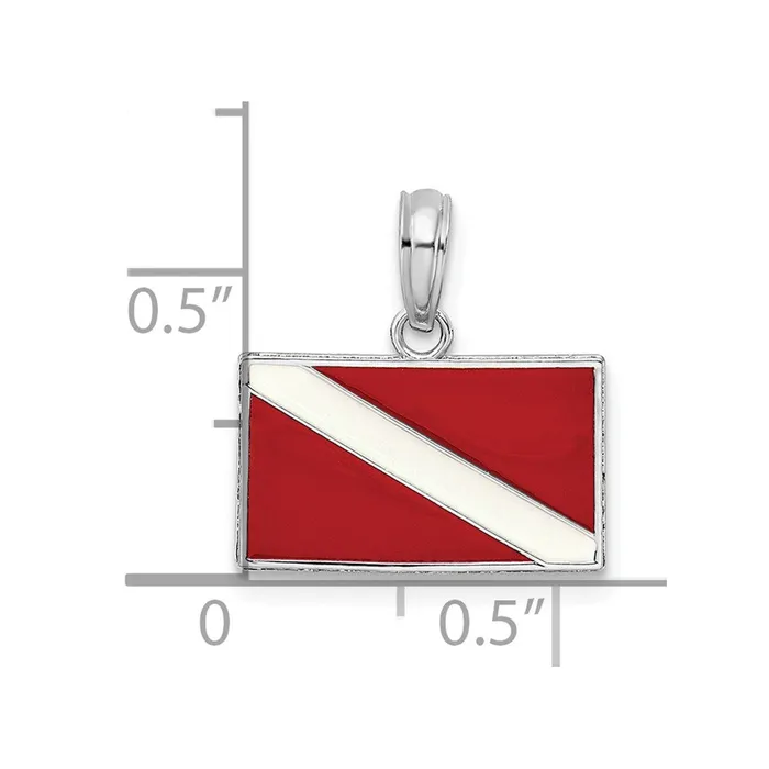 Necklaces TreasureFineJewelers Sterling Silver Polished Enameled Dive Flag Pendant