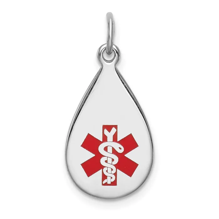 Necklaces TreasureFineJewelers Sterling Silver Rhodiumplated Medical Jewelry Pendant