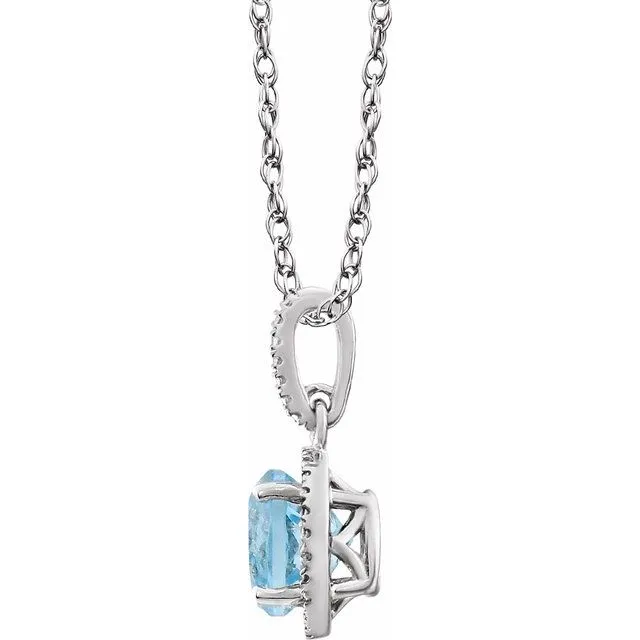 Necklaces TreasureFineJewelers Sterling Silver Sky Blue Topaz 01 CTW Diamond 18 Necklace
