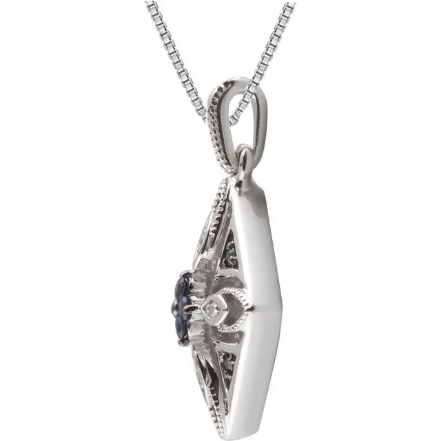 Sterling Silver Natural Blue Sapphire 025 CTW Natural Diamond 18 Necklace TreasureFineJewelers Necklaces