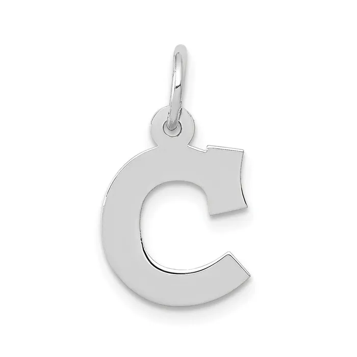 TreasureFineJewelers 10k White Gold Small Block Initial C Charm Charm Necklaces TreasureFineJewelers 10k White Gold Small Block Initial C Charm Charm Necklaces