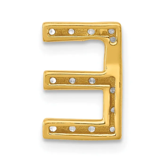 TreasureFineJewelers Charm Necklaces 10k Yellow Gold Diamond Letter E Initial Charm