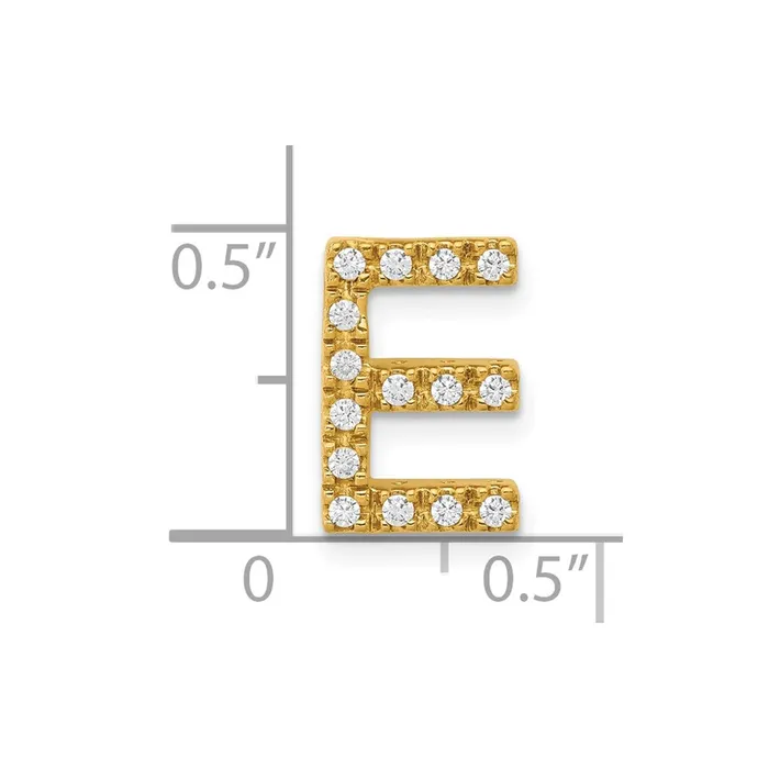 TreasureFineJewelers Charm Necklaces 10k Yellow Gold Diamond Letter E Initial Charm