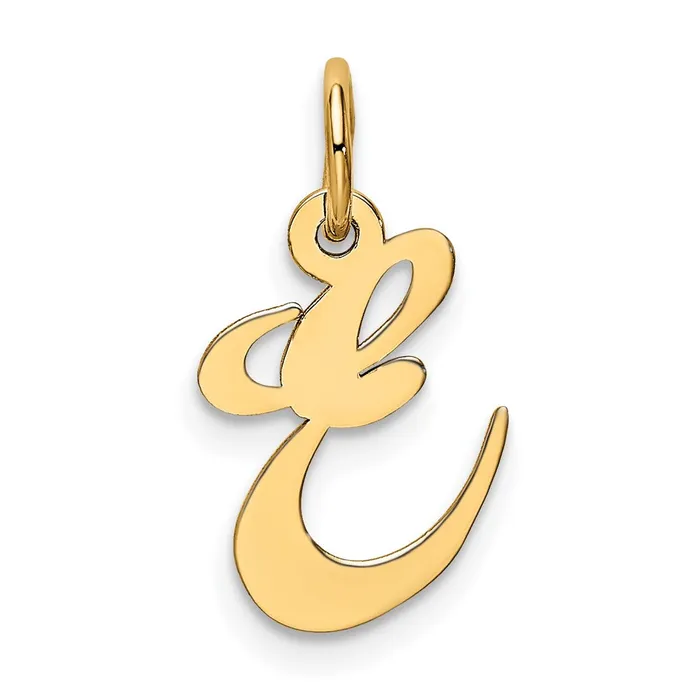 TreasureFineJewelers Charm Necklaces 10k Yellow Gold Small Fancy Script Initial E Charm TreasureFineJewelers Charm Necklaces 10k Yellow Gold Small Fancy Script Initial E Charm