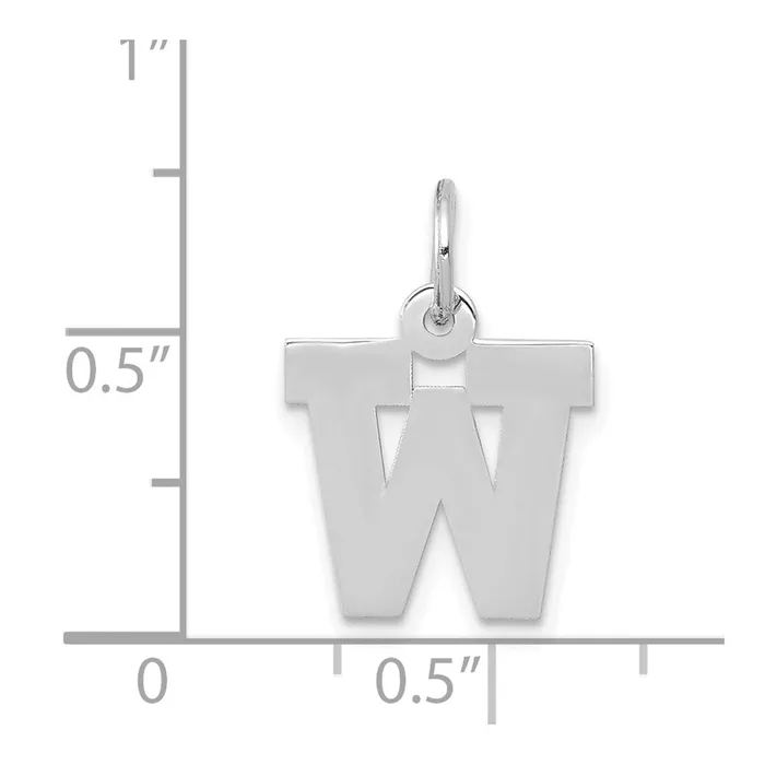 TreasureFineJewelers Charm Necklaces 14k White Gold Small Block Letter W Initial Charm