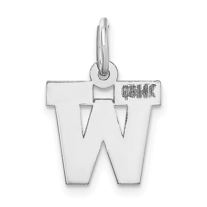 TreasureFineJewelers Charm Necklaces 14k White Gold Small Block Letter W Initial Charm