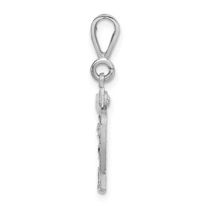 TreasureFineJewelers Charm Necklaces 14k White Gold Small Brushed Diamondcut Number 32 Charm