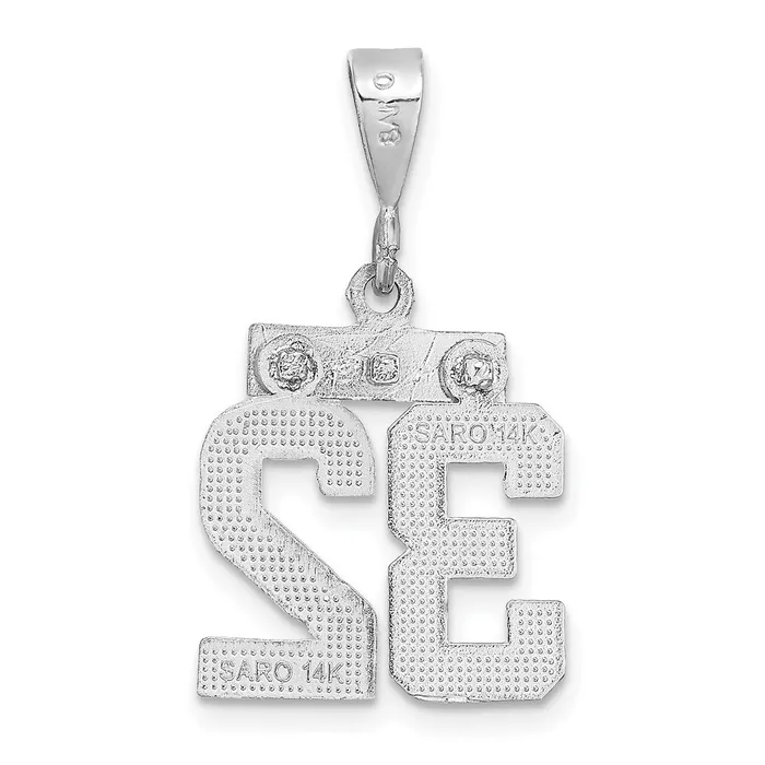 TreasureFineJewelers Charm Necklaces 14k White Gold Small Brushed Diamondcut Number 32 Charm