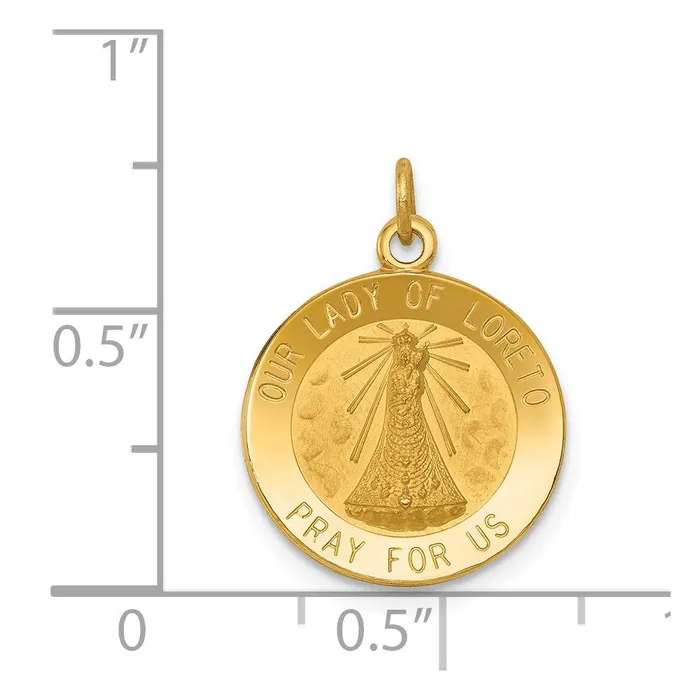 TreasureFineJewelers Charm Necklaces 14k Yellow Gold Our Lady of Loreto Medal Charm