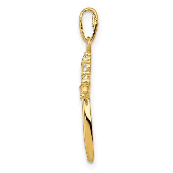 TreasureFineJewelers Charm Necklaces 14k Yellow Gold Polished CZ Cross Charm
