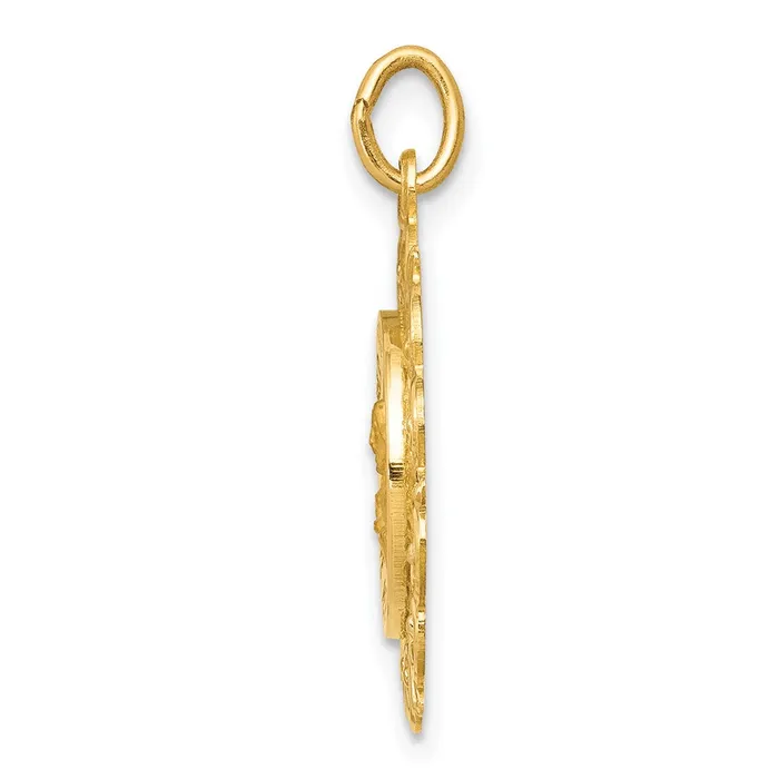 TreasureFineJewelers Charm Necklaces 14k Yellow Gold Sacred Heart of Jesus Medal Charm