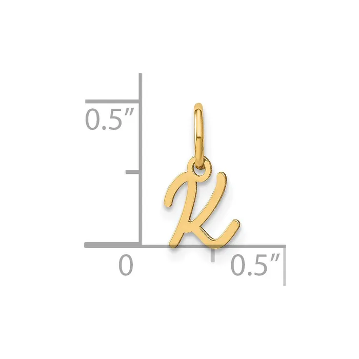 TreasureFineJewelers Charm Necklaces 14k Yellow Gold Upper case Letter K Initial Charm