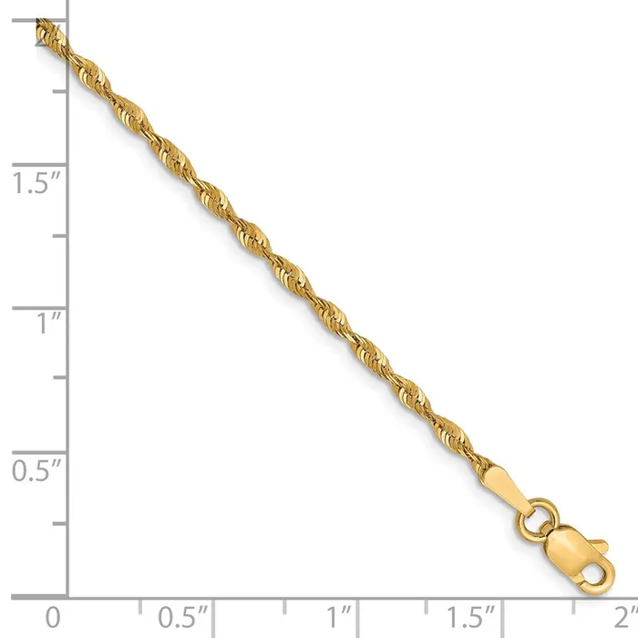 TreasureFineJewelers Necklaces 10K 18mm DiamondCut Lightweight Rope Chain