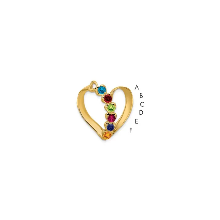 TreasureFineJewelers Necklaces 10k Synthetic Diamond Family Heart Slide