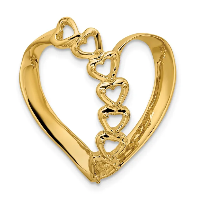 TreasureFineJewelers Necklaces 10k Synthetic Diamond Family Heart Slide